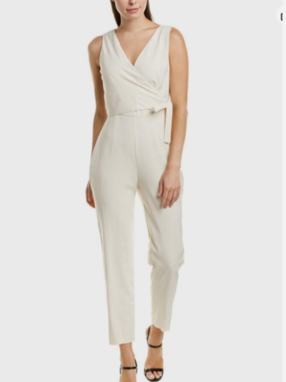 NEW with TAGS 1.STATE WHITE IVORY WRAP JUMPSUIT SLEEVELESS V-NECK size 4 $119